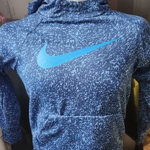 Nike Boys Hoodie Dri Fit  Blue Camo Pullover Hoodie Logo Swoosh Size S